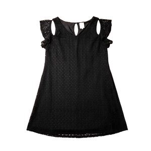 Naif Anthropologie Cold Shoulder Crochet Dress A Line Black 1X bv